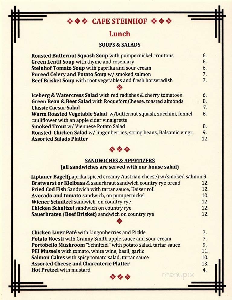 Cafe Steinhof - Brooklyn, NY menu_pic