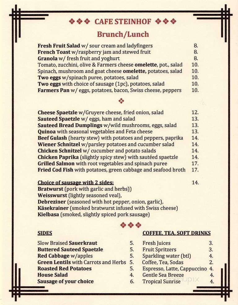 Cafe Steinhof - Brooklyn, NY menu_pic