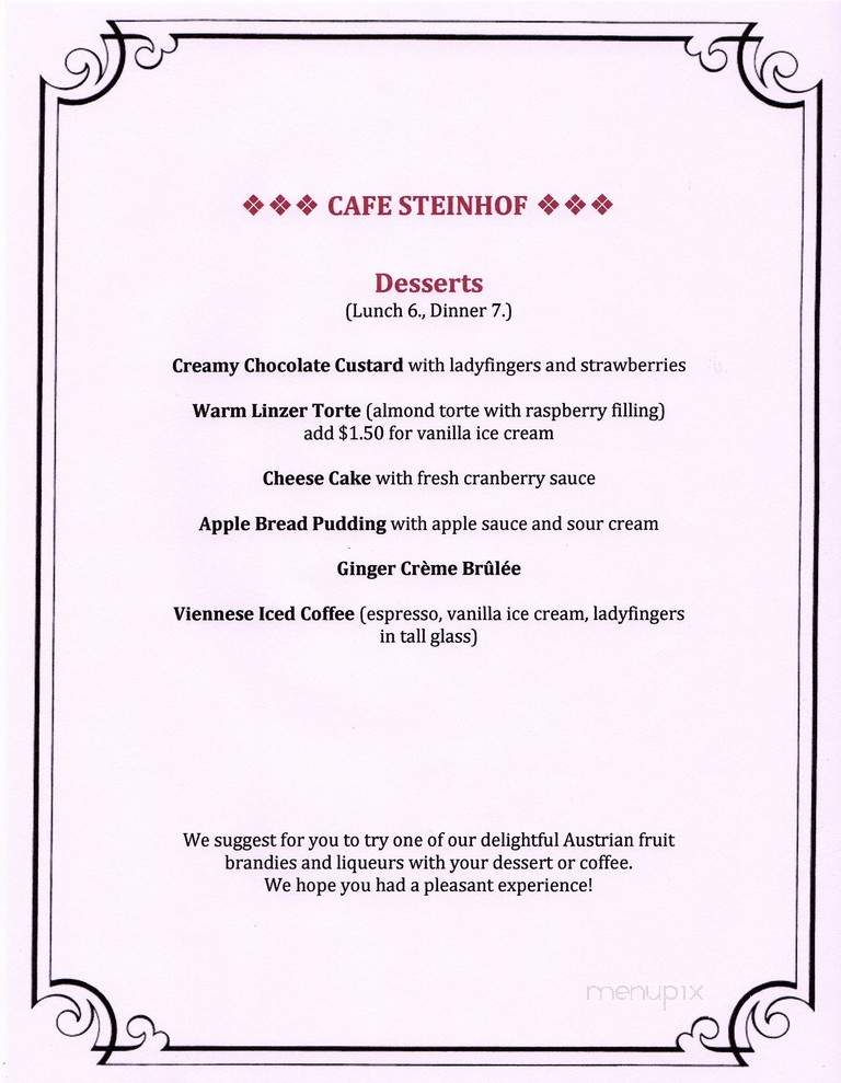 Cafe Steinhof - Brooklyn, NY menu_pic