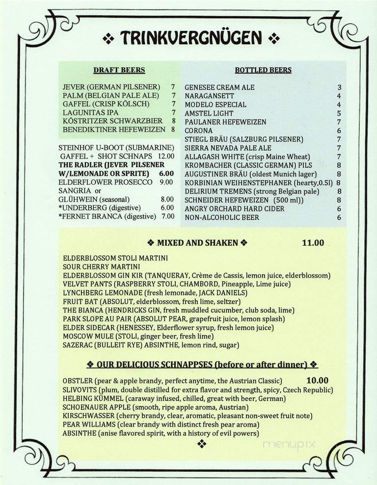Cafe Steinhof - Brooklyn, NY menu_pic