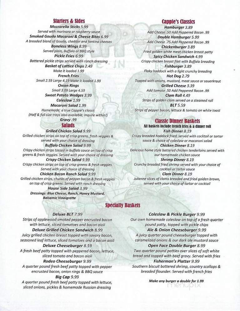 Cappie's Drive In - Amsterdam, NY menu_pic