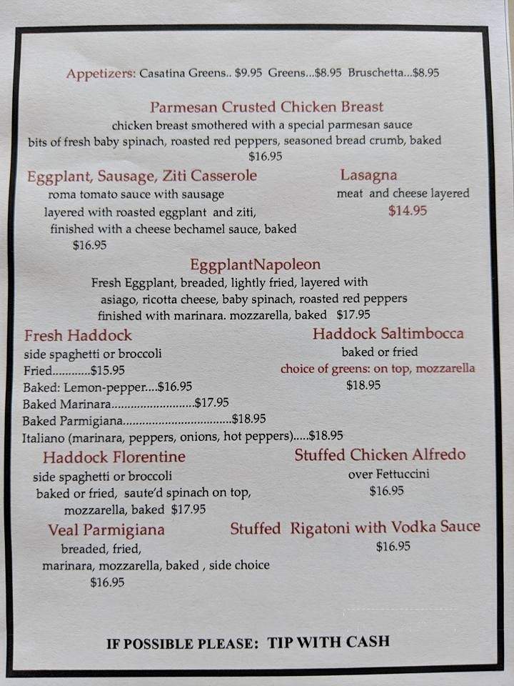 Casatinas - Canastota, NY menu_pic