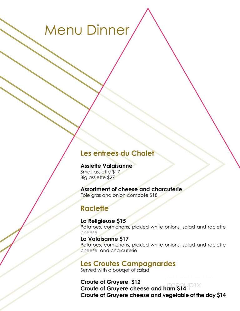 Chalet Fondue Restaurant - Windham, NY menu_pic