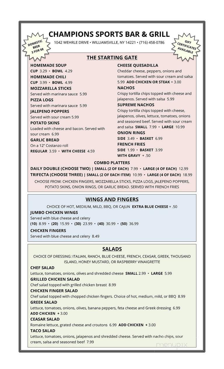 Champions Sports Bar - Uniondale, NY menu_pic