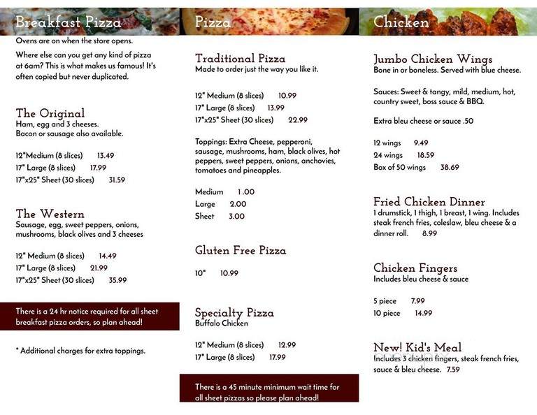 Clawson's Deli & Pizza - Fairport, NY menu_pic