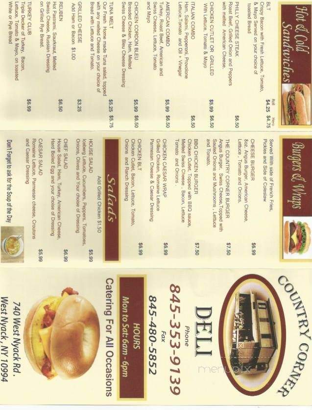 Country Corner Deli - Lynbrook, NY menu_pic