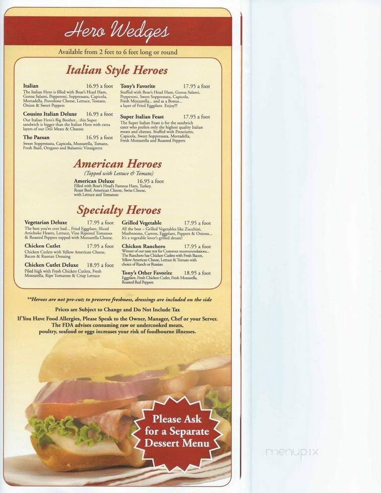 Cousin's Pizza - Wingdale, NY menu_pic