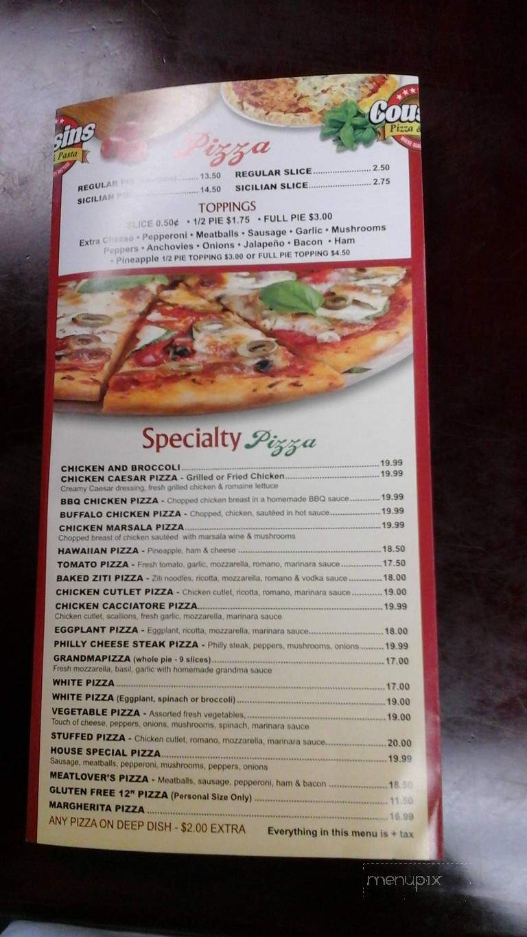Cousins Pizza II - Syosset, NY menu_pic