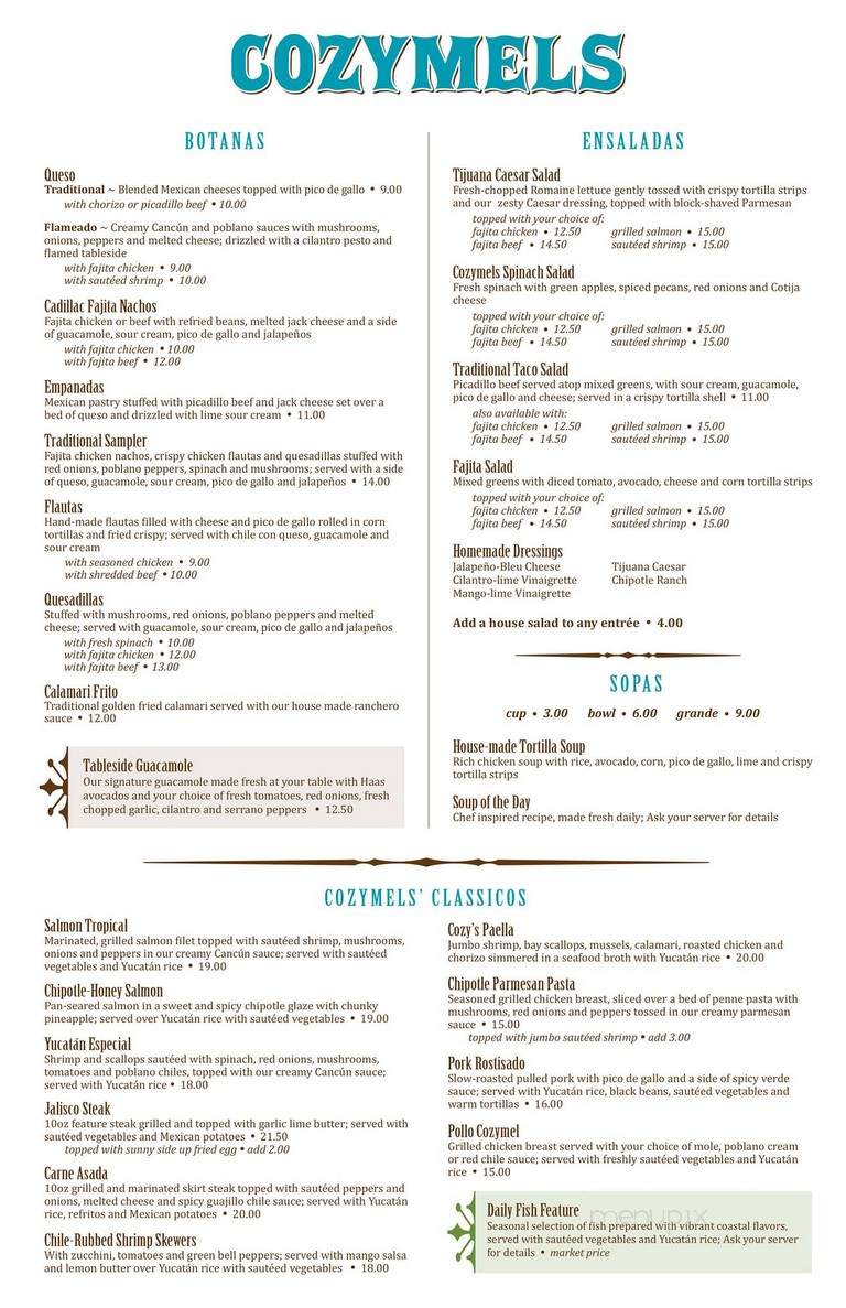 Cozymel's Mexican Grill - Westbury, NY menu_pic
