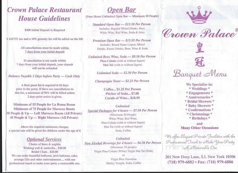 Crown Palace - Maspeth, NY menu_pic
