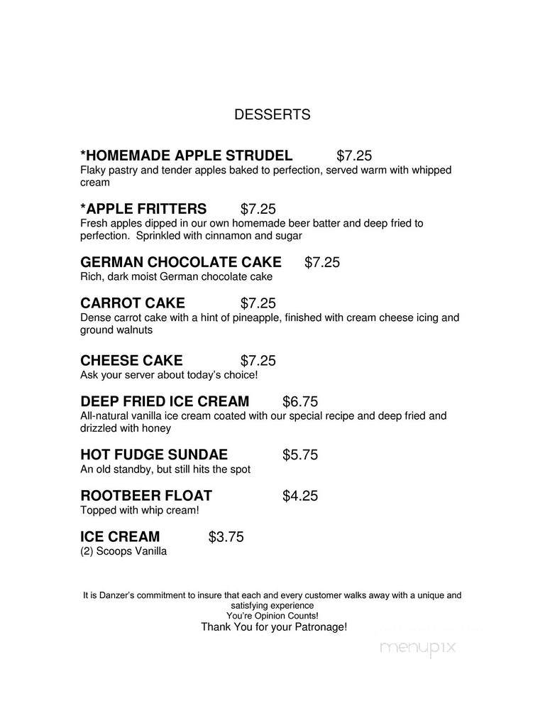 Danzer's German & American - Syracuse, NY menu_pic