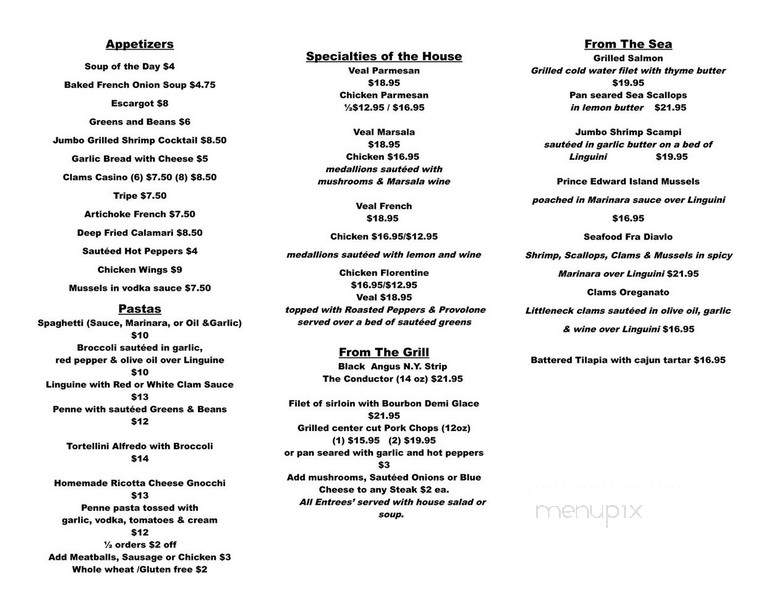 Depot Restaurant - Shortsville, NY menu_pic