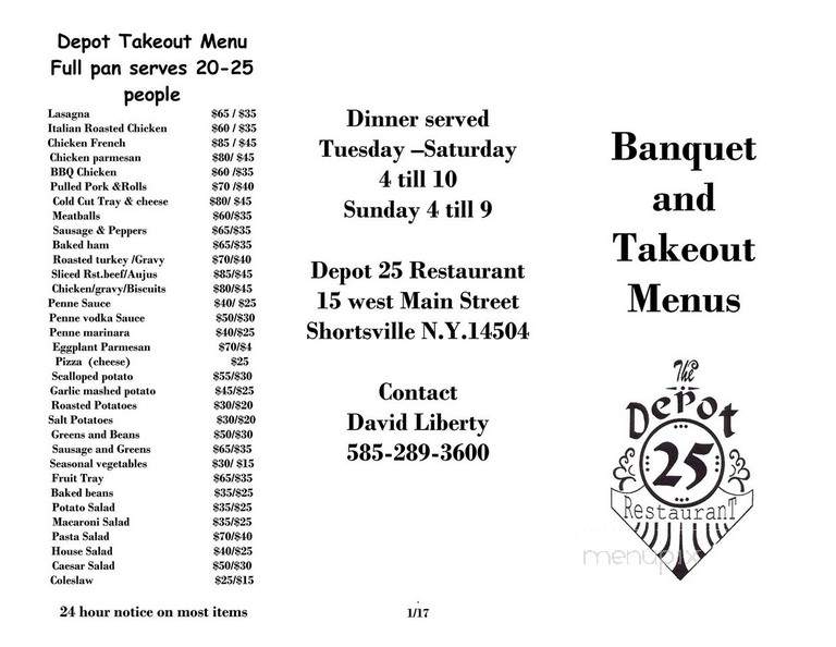 Depot Restaurant - Shortsville, NY menu_pic