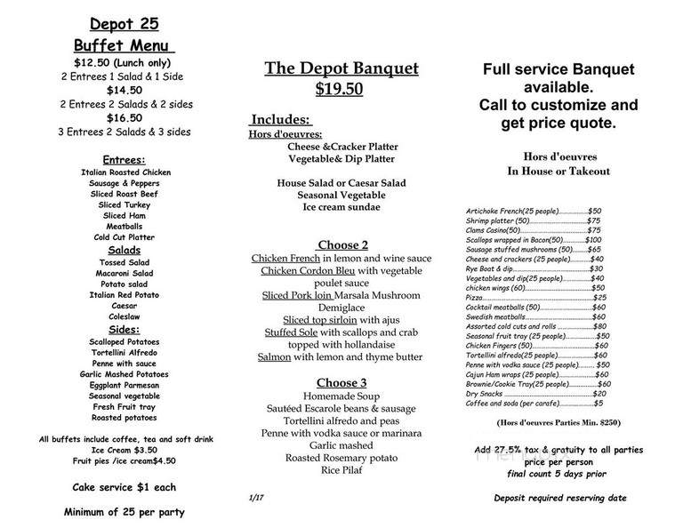 Depot Restaurant - Shortsville, NY menu_pic