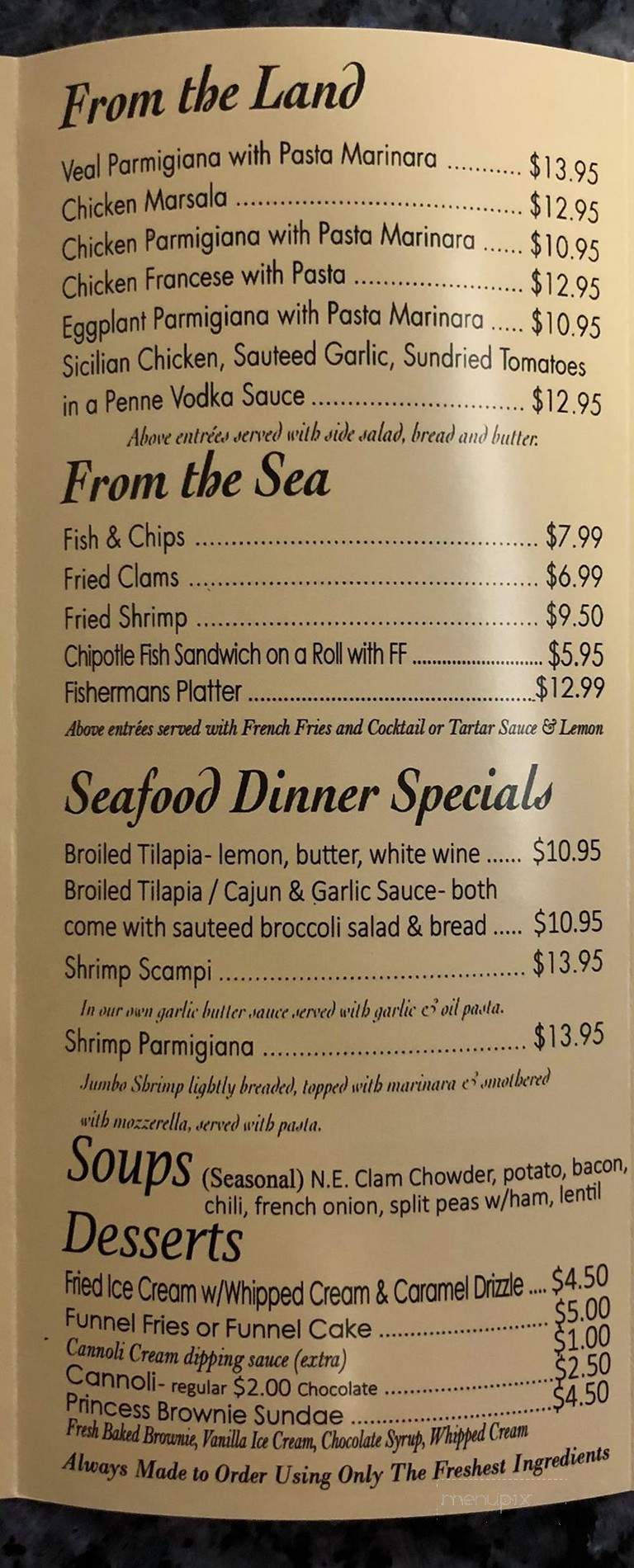 Menu of Dominick's Restaurant in Ellenville, NY 12428
