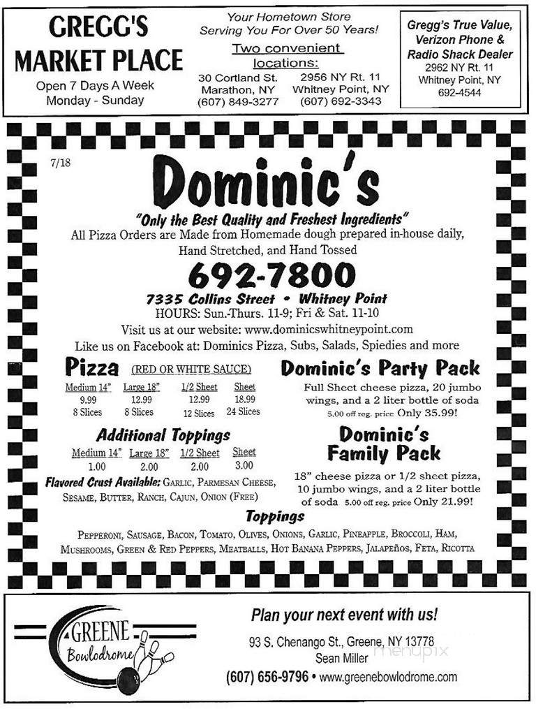 Dominics Pizza - Whitney Point, NY