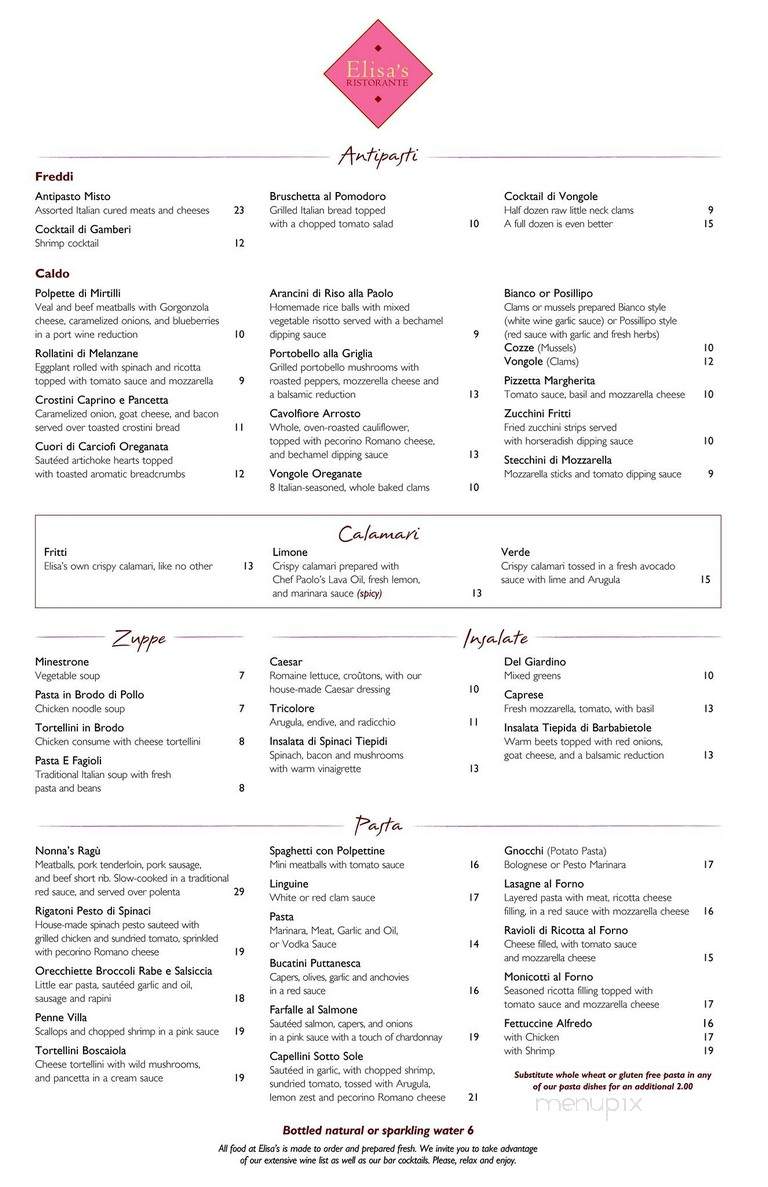 Elisa's Restaurant - North Bellmore, NY menu_pic