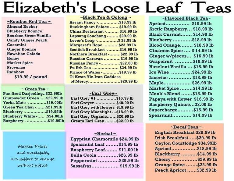 Elizabeth's Gourmet Coffee Shop - Hamburg, NY menu_pic