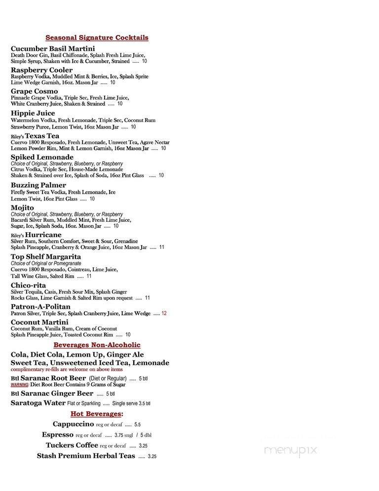 F H Riley Restaurant - Huntington, NY menu_pic