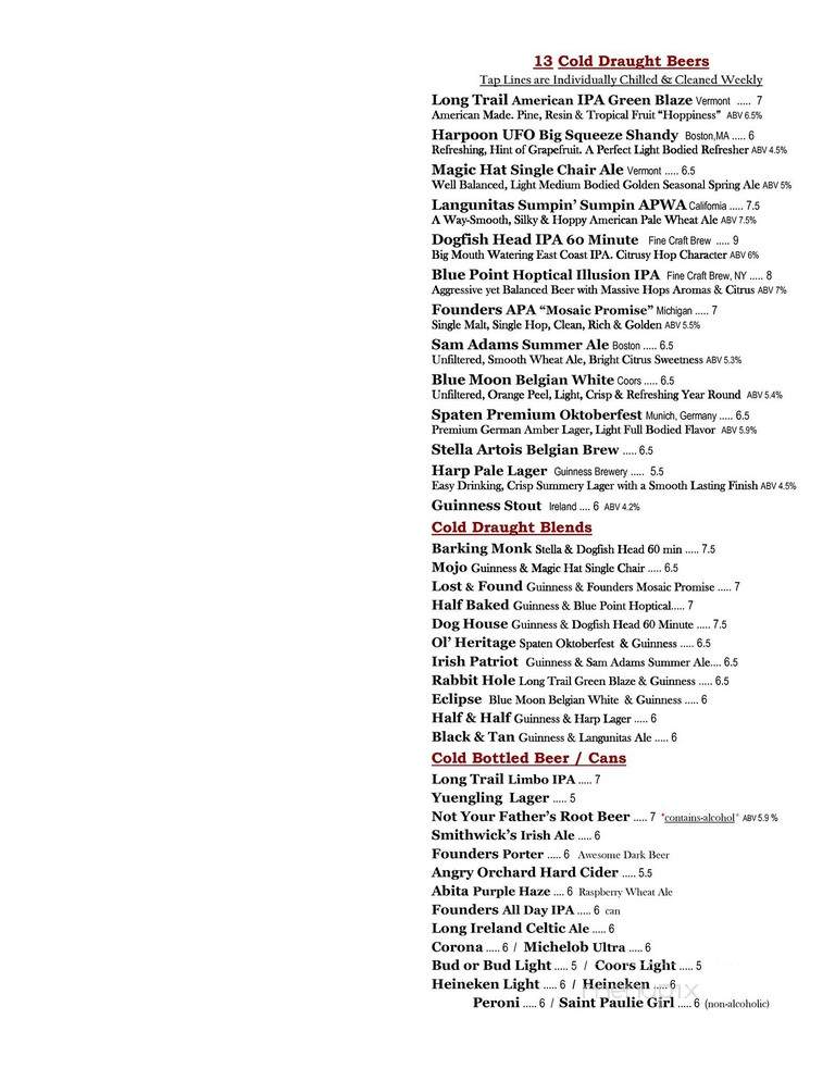 F H Riley Restaurant - Huntington, NY menu_pic
