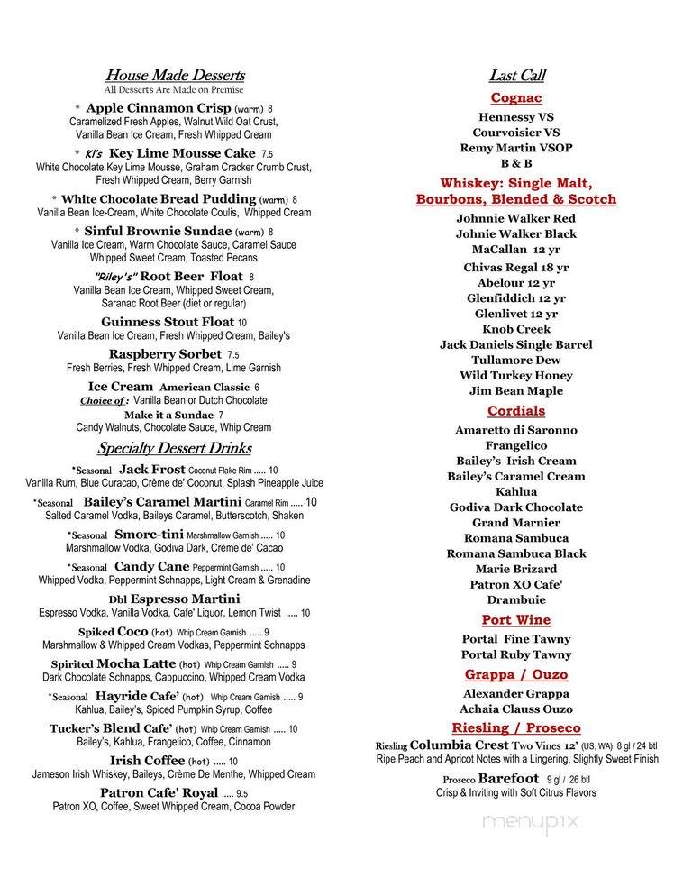 F H Riley Restaurant - Huntington, NY menu_pic