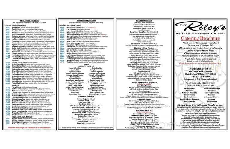F H Riley Restaurant - Huntington, NY menu_pic