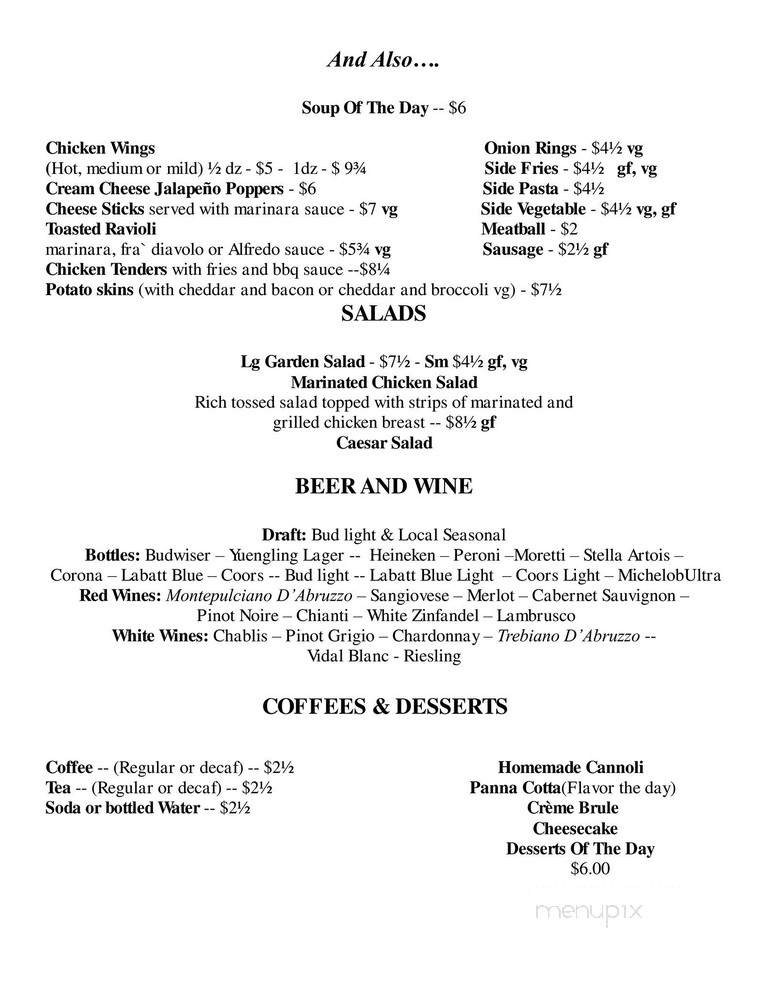 Fabio's Italian Restaurant - Cortland, NY menu_pic