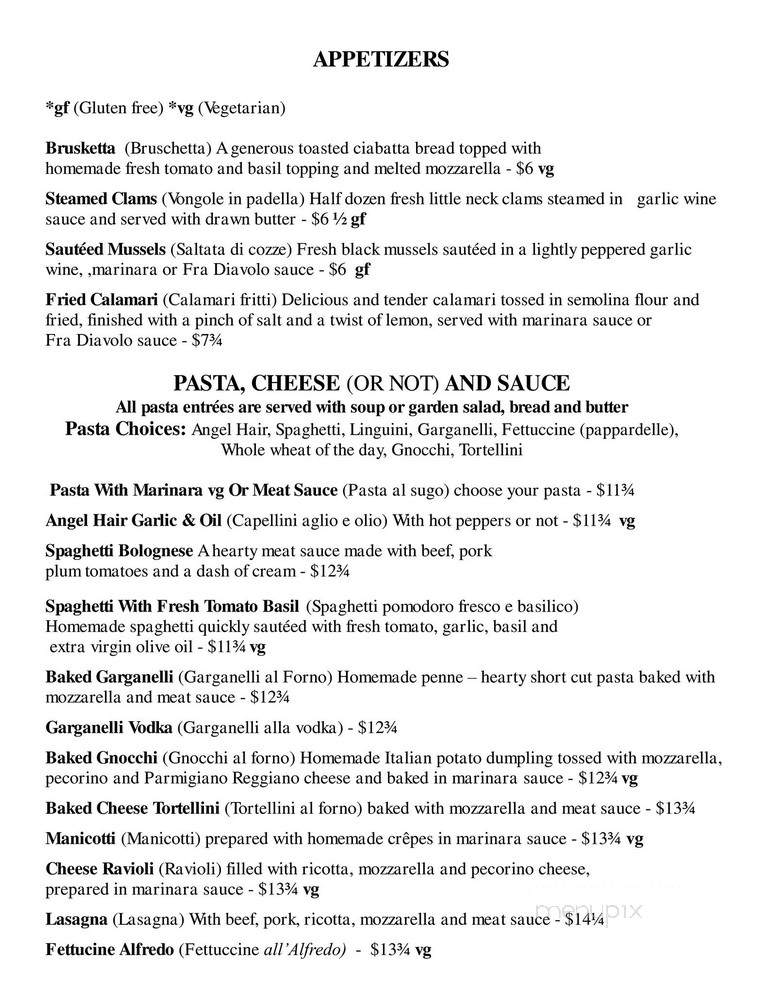 Fabio's Italian Restaurant - Cortland, NY menu_pic