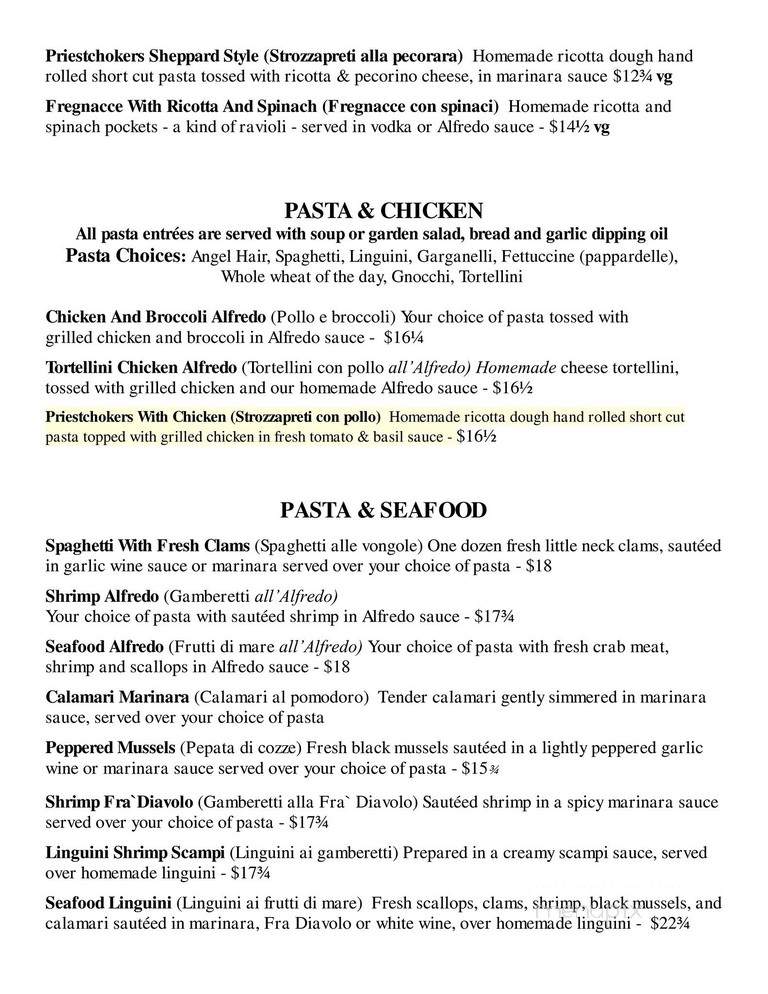 Fabio's Italian Restaurant - Cortland, NY menu_pic