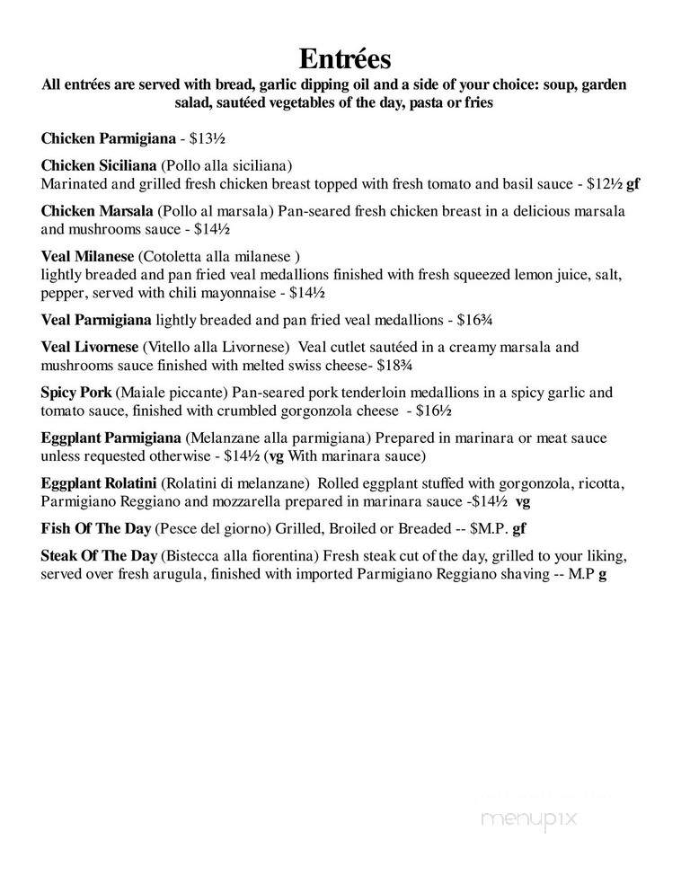 Fabio's Italian Restaurant - Cortland, NY menu_pic