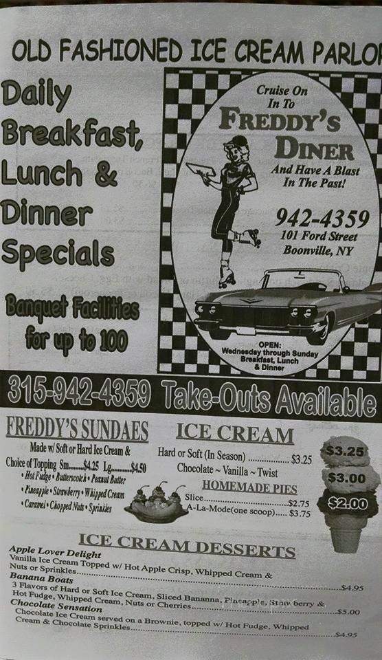 Freddy's Diner - Boonville, NY menu_pic