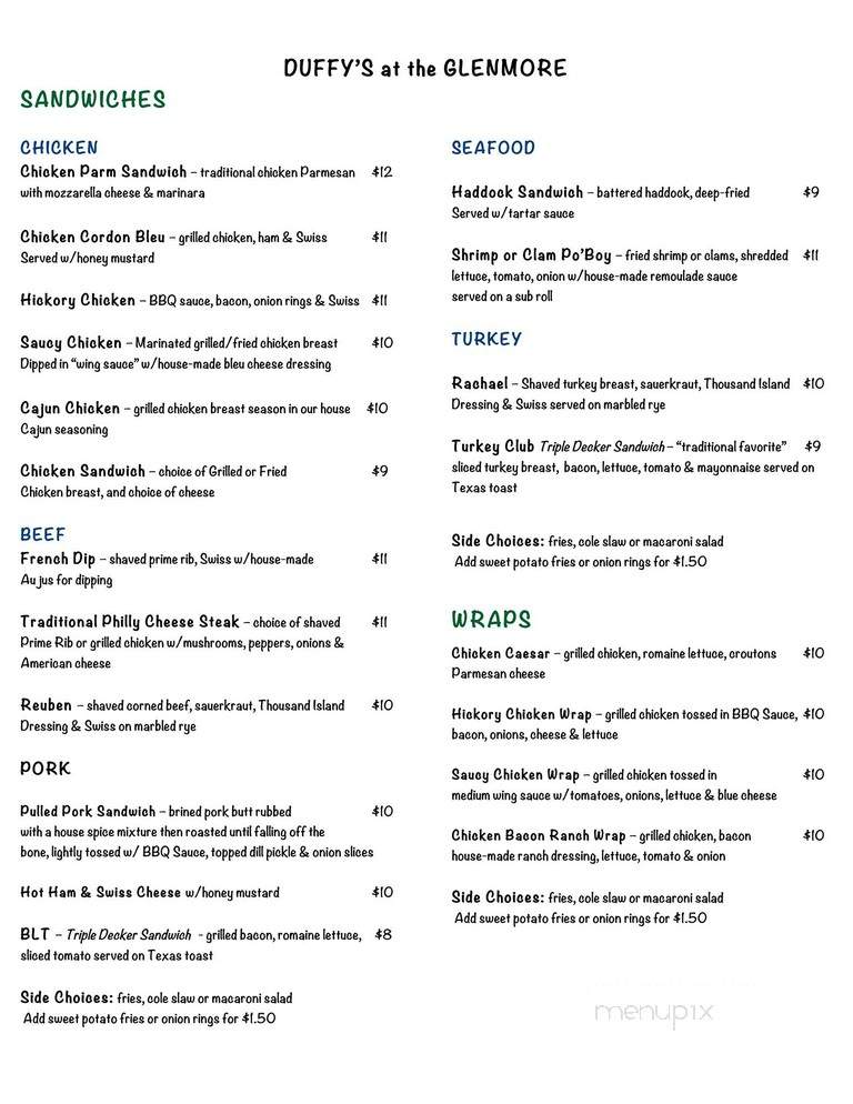 Glenmore Bar & Grill - Eagle Bay, NY menu_pic