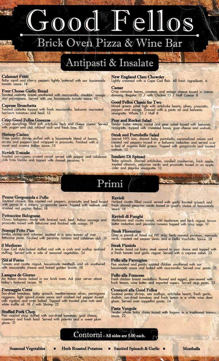 Good Fellow Brick Oven & Pizza - Sackets Harbor, NY menu_pic