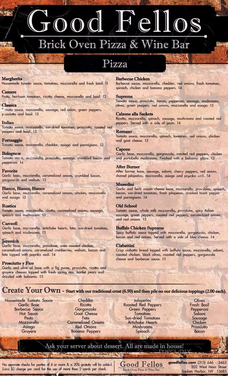Good Fellow Brick Oven & Pizza - Sackets Harbor, NY menu_pic