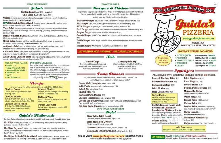Guida's Pizzeria - Penfield, NY menu_pic