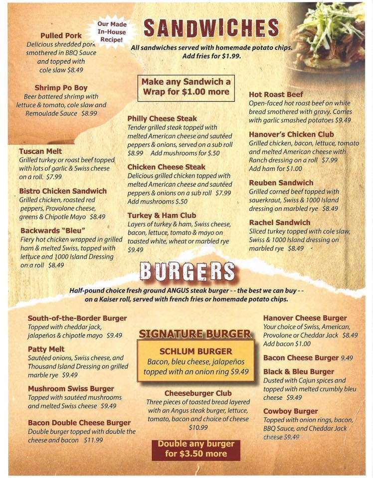 Hanover's Grille - Horseheads, NY menu_pic
