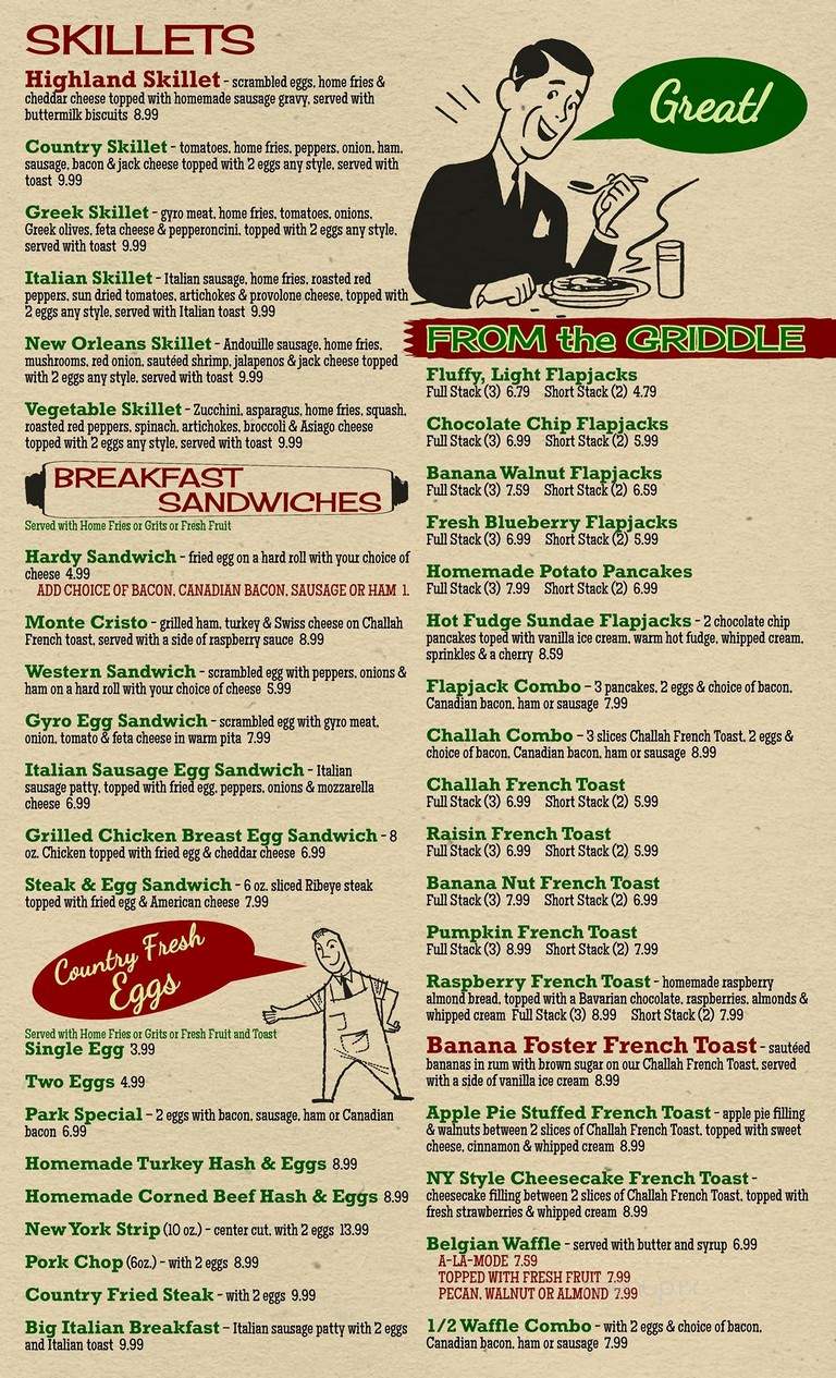 Highland Park Diner - Rochester, NY menu_pic