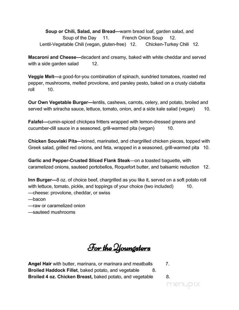 Inn On Gore Mountain - North Creek, NY menu_pic