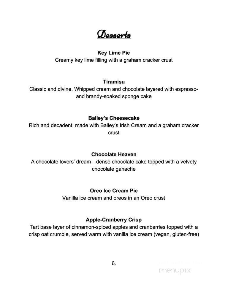 Inn On Gore Mountain - North Creek, NY menu_pic