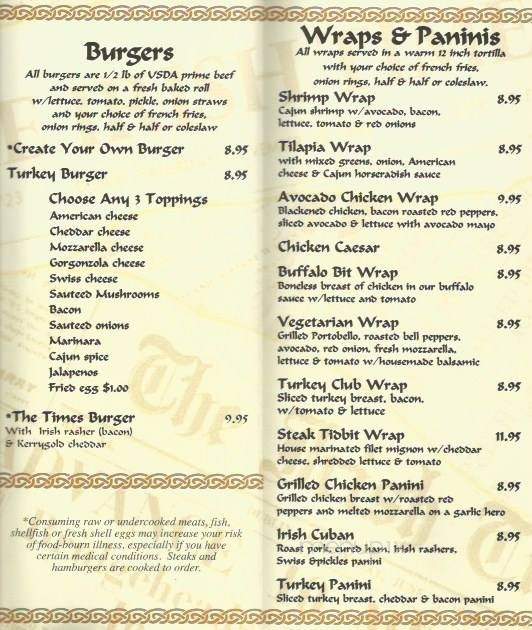Irish Times Pub - Holbrook, NY menu_pic