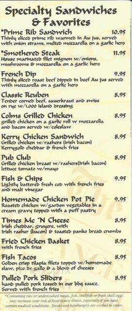 Irish Times Pub - Holbrook, NY menu_pic