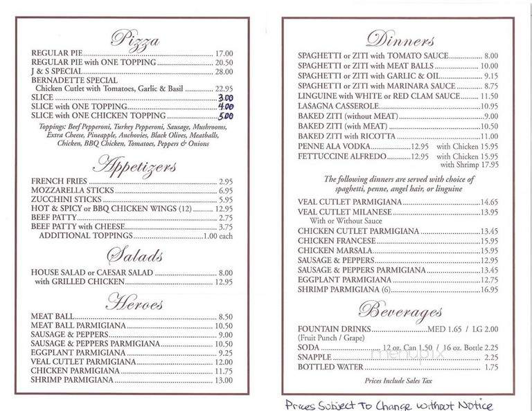 J & S Pizza - Rosedale, NY menu_pic