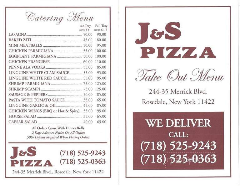 J & S Pizza - Rosedale, NY menu_pic