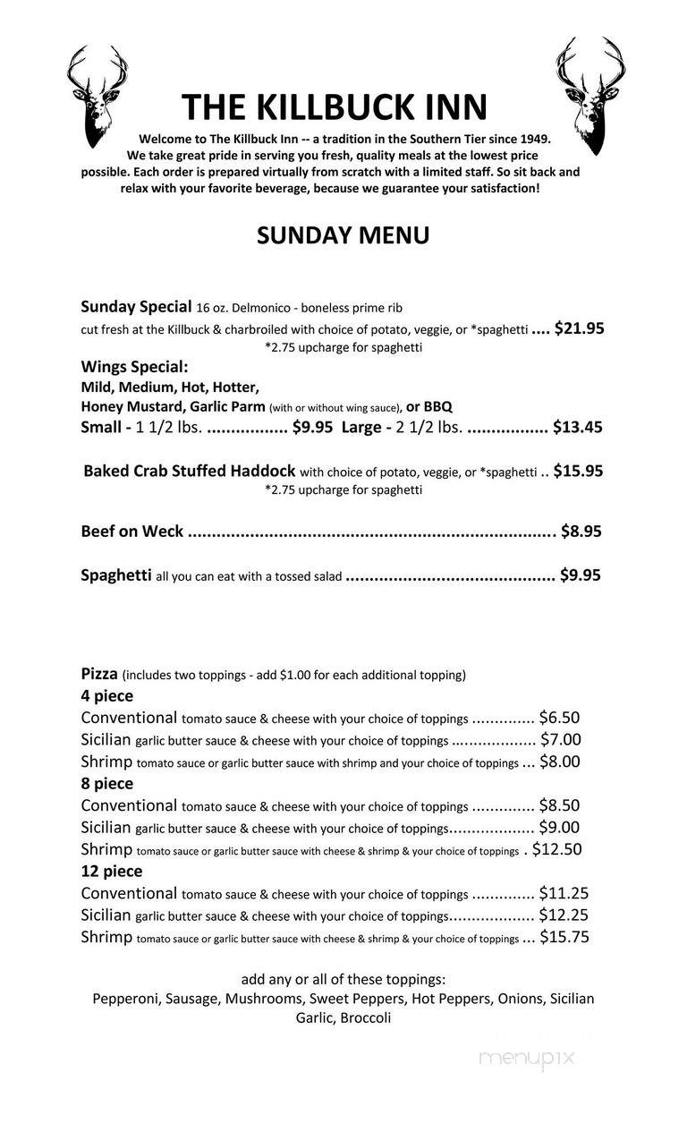 Kill Buck Inn - Canisteo, NY menu_pic