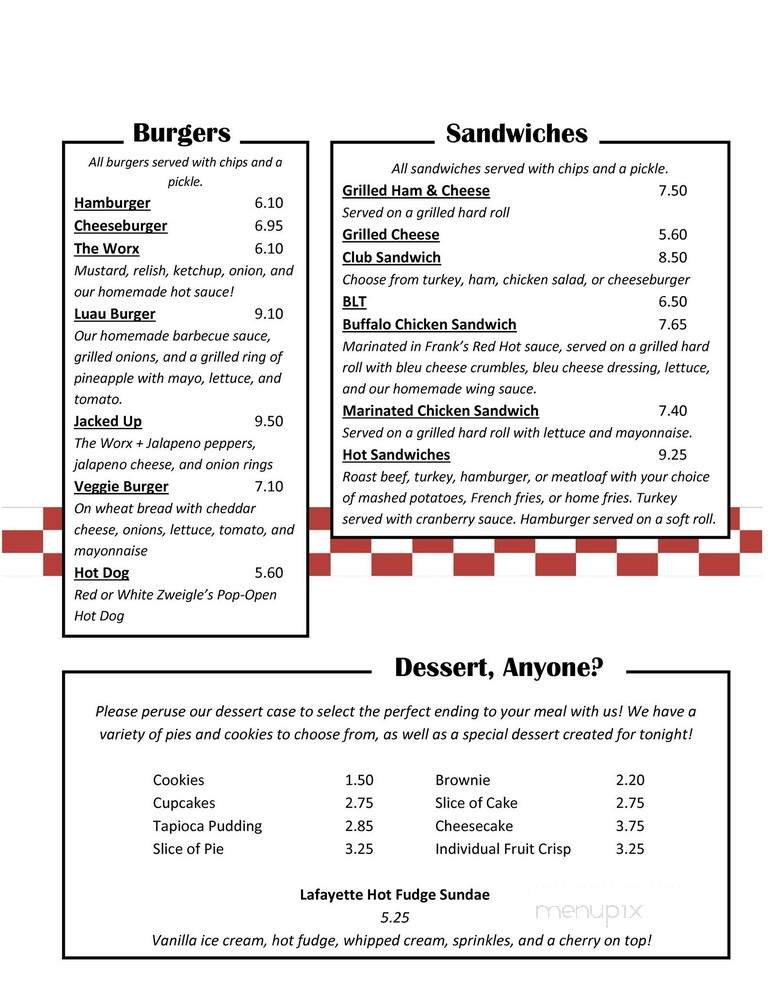 Lafayette Motel & Restaurant - Canandaigua, NY menu_pic