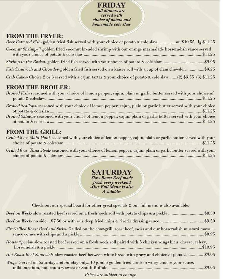 Laurie's Restaurant - Warsaw, NY menu_pic