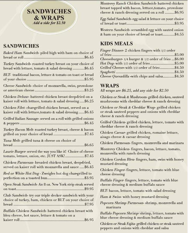 Laurie's Restaurant - Warsaw, NY menu_pic