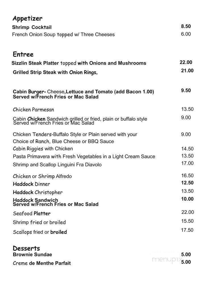 Log Cabin Family Restaurant - La Fayette, NY menu_pic