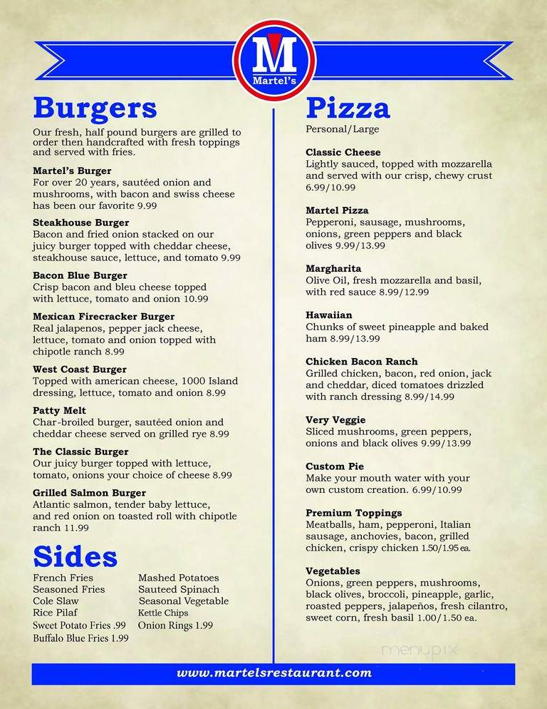 Martel's Restaurant At Otb - Albany, NY menu_pic