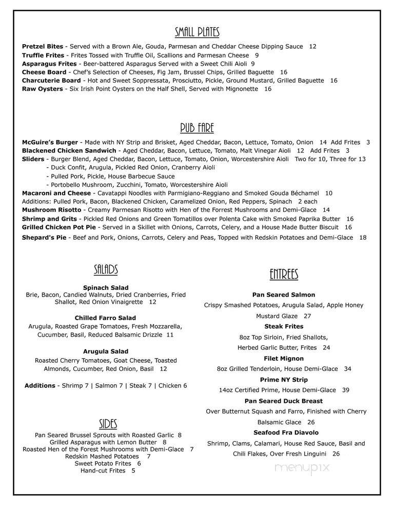 McGuire's - Albany, NY menu_pic